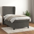 vidaXL, vidaXL Boxspringbett mit Matratze Dunkelgrau 90x200 cm Samt