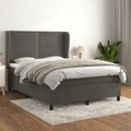 vidaXL, vidaXL Boxspringbett mit Matratze Dunkelgrau 140x200 cm Samt