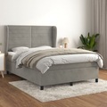 vidaXL, vidaXL Boxspringbett mit Matratze Hellgrau 140x200 cm Samt