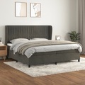 vidaXL, vidaXL Boxspringbett mit Matratze Dunkelgrau 200x200 cm Samt