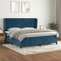 vidaXL, vidaXL Boxspringbett mit Matratze Dunkelblau 200x200 cm Samt