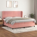 vidaXL, vidaXL Boxspringbett mit Matratze Rosa 200x200 cm Samt