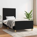 vidaXL, vidaXL Bettgestell mit Kopfteil Schwarz 90x200 cm Stoff