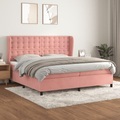 vidaXL, vidaXL Boxspringbett mit Matratze Rosa 200x200 cm Samt