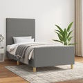 vidaXL, vidaXL Bettgestell mit Kopfteil Dunkelgrau 90x190 cm Stoff