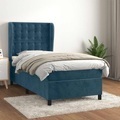 vidaXL, vidaXL Boxspringbett mit Matratze Dunkelblau 90x190 cm Samt