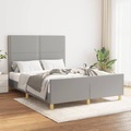 vidaXL, vidaXL Bettgestell mit Kopfteil Hellgrau 140x190 cm Stoff