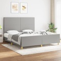 vidaXL, vidaXL Bettgestell mit Kopfteil Hellgrau 180x200 cm Stoff