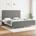 vidaXL, vidaXL Bettgestell mit Kopfteil Dunkelgrau 180x200 cm Stoff