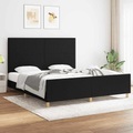 vidaXL, vidaXL Bettgestell mit Kopfteil Schwarz 180x200 cm Stoff
