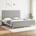 vidaXL, vidaXL Bettgestell mit Kopfteil Hellgrau 180x200 cm Stoff