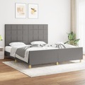 vidaXL, vidaXL Bettgestell mit Kopfteil Dunkelgrau 180x200 cm Stoff