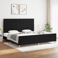 vidaXL, vidaXL Bettgestell mit Kopfteil Schwarz 200x200 cm Stoff