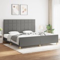 vidaXL, vidaXL Bettgestell mit Kopfteil Dunkelgrau 200x200 cm Stoff