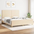 vidaXL, vidaXL Bettgestell mit Kopfteil Creme 180x200 cm Stoff