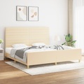 vidaXL, vidaXL Bettgestell mit Kopfteil Creme 200x200 cm Stoff