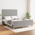 vidaXL, vidaXL Bettgestell mit Kopfteil Hellgrau 140x200 cm Stoff