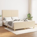 vidaXL, vidaXL Bettgestell mit Kopfteil Creme 140x200 cm Stoff