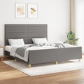 vidaXL, vidaXL Bettgestell mit Kopfteil Dunkelgrau 160x200 cm Stoff