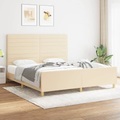 vidaXL, vidaXL Bettgestell mit Kopfteil Creme 180x200 cm Stoff