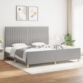 vidaXL, vidaXL Bettgestell mit Kopfteil Hellgrau 200x200 cm Stoff