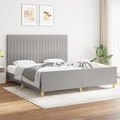 vidaXL, vidaXL Bettgestell mit Kopfteil Hellgrau 180x200 cm Stoff