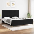 vidaXL, vidaXL Bettgestell mit Kopfteil Schwarz 180x200 cm Stoff