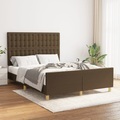 vidaXL, vidaXL Bettgestell mit Kopfteil Dunkelbraun 140x190 cm Stoff