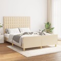 vidaXL, vidaXL Bettgestell mit Kopfteil Creme 140x190 cm Stoff