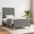 vidaXL, vidaXL Bettgestell mit Kopfteil Dunkelgrau 90x200 cm Stoff