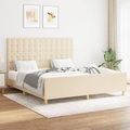 vidaXL, vidaXL Bettgestell mit Kopfteil Creme 160x200 cm Stoff