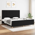 vidaXL, vidaXL Bettgestell mit Kopfteil Schwarz 180x200 cm Stoff