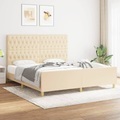 vidaXL, vidaXL Bettgestell mit Kopfteil Creme 180x200 cm Stoff