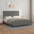 vidaXL, vidaXL Bettgestell mit Kopfteil Grau 160x200 cm Kunstleder