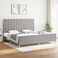 vidaXL, vidaXL Bettgestell mit Kopfteil Hellgrau 200x200 cm Stoff