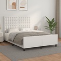 vidaXL, vidaXL Bettgestell mit Kopfteil Weiß 140x190 cm Kunstleder