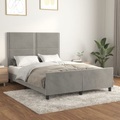 vidaXL, vidaXL Bettgestell mit Kopfteil Hellgrau 140x190 cm Samt