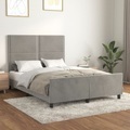 vidaXL, vidaXL Bettgestell mit Kopfteil Hellgrau 140x200 cm Samt