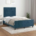 vidaXL, vidaXL Bettgestell mit Kopfteil Dunkelblau 120x200 cm Samt