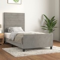 vidaXL, vidaXL Bettgestell mit Kopfteil Hellgrau 90x200 cm Samt