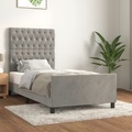 vidaXL, vidaXL Bettgestell mit Kopfteil Hellgrau 90x190 cm Samt