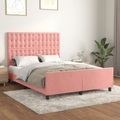 vidaXL, vidaXL Bettgestell mit Kopfteil Rosa 140x190 cm Samt