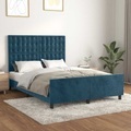 vidaXL, vidaXL Bettgestell mit Kopfteil Dunkelblau 140x200 cm Samt