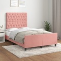 vidaXL, vidaXL Bettgestell mit Kopfteil Rosa 120x200 cm Samt