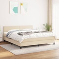 vidaXL, vidaXL Boxspringbett mit Matratze Creme 160x200 cm Stoff