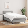 vidaXL, vidaXL Boxspringbett mit Matratze Hellgrau 100x200 cm Stoff