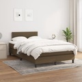 vidaXL, vidaXL Boxspringbett mit Matratze Dunkelbraun 120x200 cm Stoff