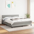 vidaXL, vidaXL Boxspringbett mit Matratze Hellgrau 180x200 cm Stoff