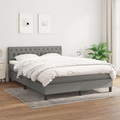 vidaXL, vidaXL Boxspringbett mit Matratze Dunkelgrau 140x200 cm Stoff
