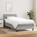 vidaXL, vidaXL Boxspringbett mit Matratze Hellgrau 100x200 cm Stoff